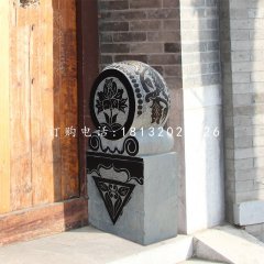 門(mén)墩石雕，青石抱鼓石